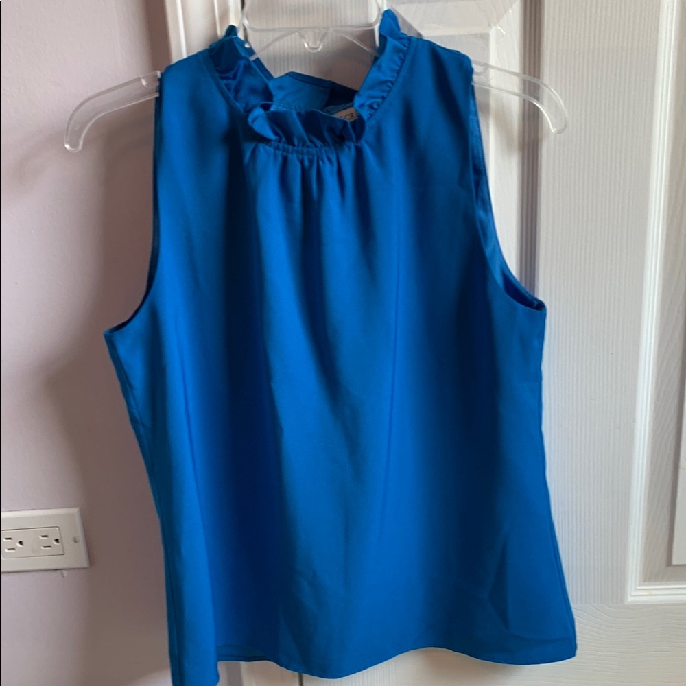 J. Crew Blue Ruffled Blouse